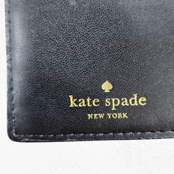 Kate Spade Wellesley Stacy Black Pebbled Leather Wallet Bifold Snap Closure - Picture 6 of 11